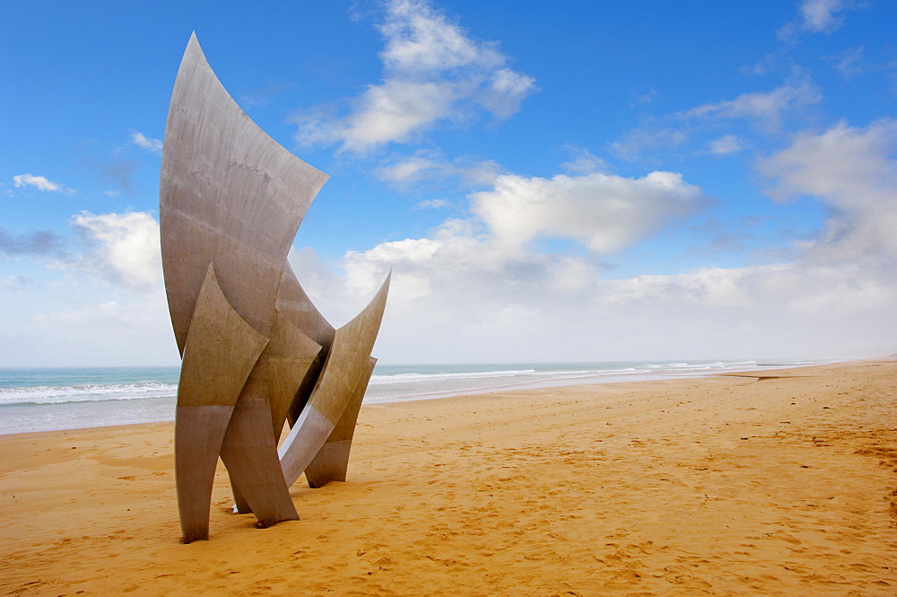 The Polynational Second World War memorial ""Les Braves"" by Anilore Banon, 2004, Omaha Beach, Laurent-sur-Mer, Normandy, France, Europe