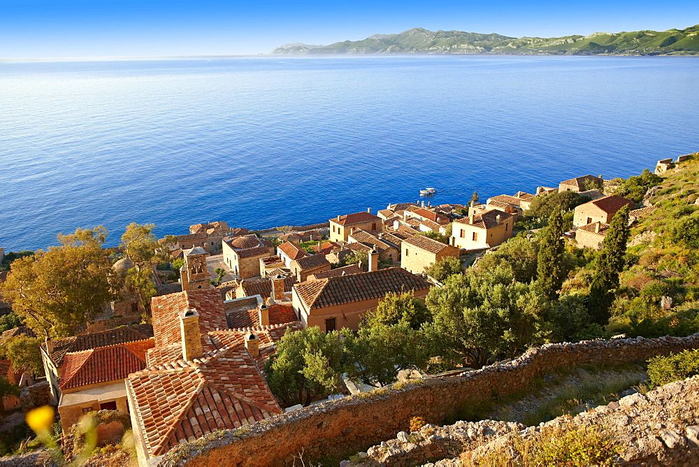 Townscape of Monemvasia, Peloponnese, Greece, Europe