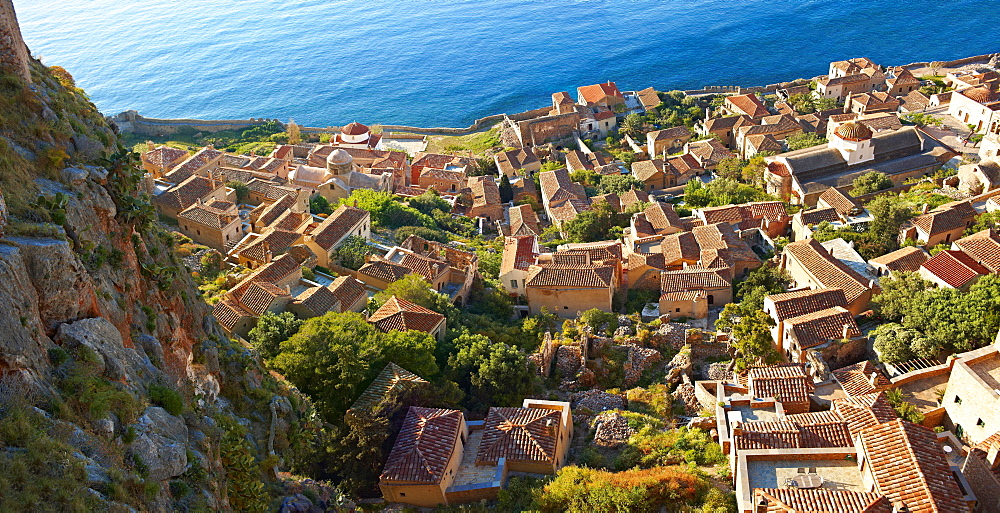 Townscape of Monemvasia, Peloponnese, Greece, Europe