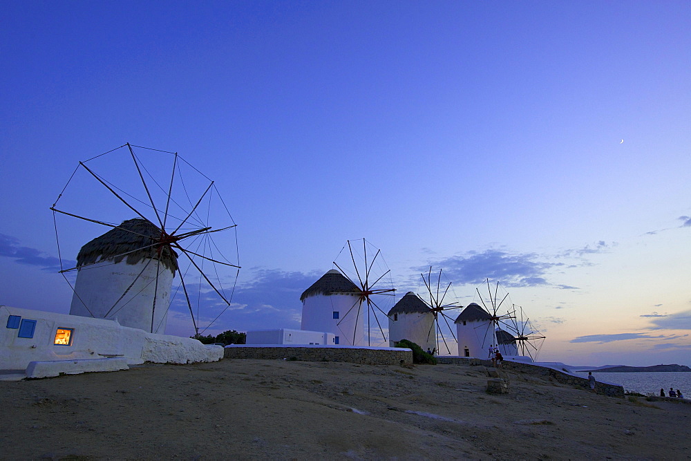 Windmills, Kato Mili, Mykonos Town, Mykonos, Cyclades, Greece, Europe