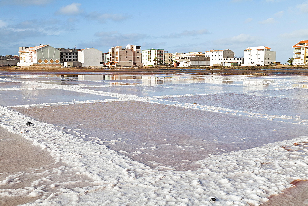 Salt basin in the disused saline, Sal Rei, Boa Vista, Cape Verde, Africa