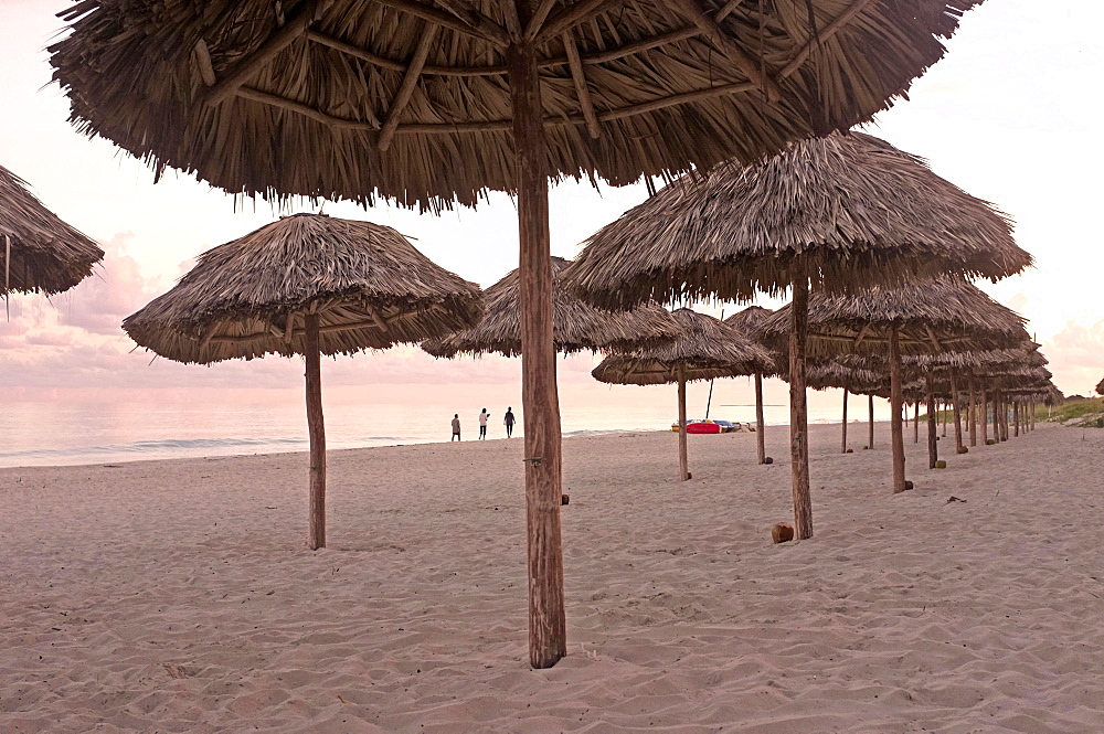 Umbrellas on the beach of Varadero, Hicacos Peninsula, Matanzas Province, Cuba, Central America