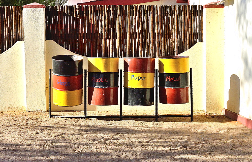 Waste separation, lodge, Sossusvlei, Namibia, Africa