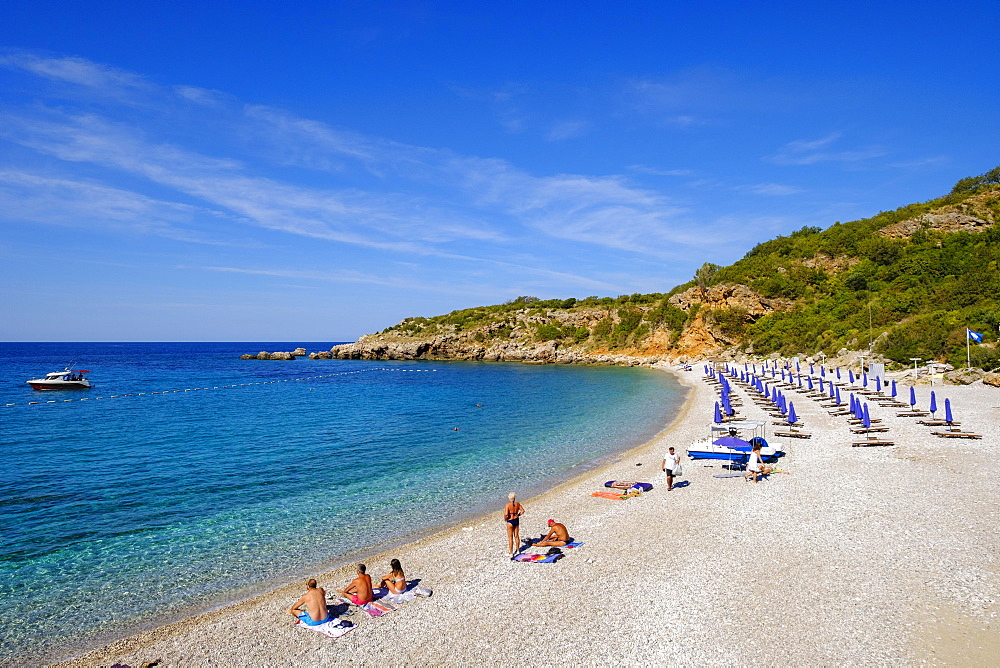Beach Drobni pijesak, south of Budva, Adriatic coast, Montenegro, Europe