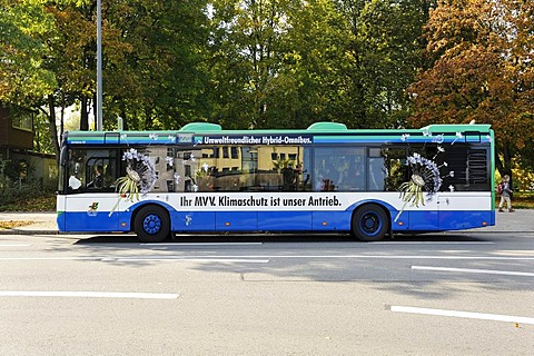 Environmentally-friendly hybrid bus, Munich, Bavaria, Germany, Europe