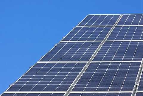 Solar panels on a house roof, photovoltaic