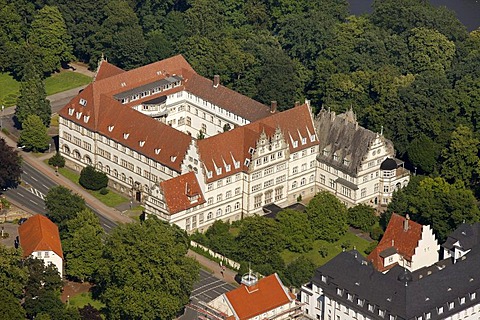 Aerial view, Alte Regierung, former government building, Minden, Minden-Luebbecke, North Rhine-Westphalia, Germany, Europe
