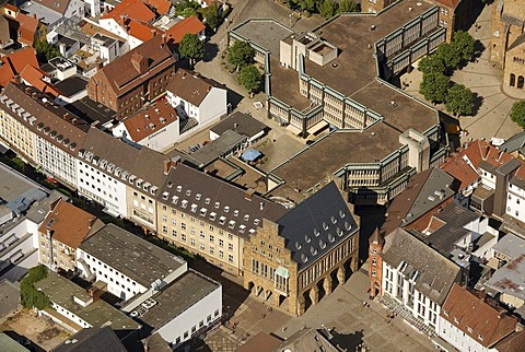 Aerial view, town hall and town administration of Minden, Minden-Luebbecke, North Rhine-Westphalia, Germany, Europe