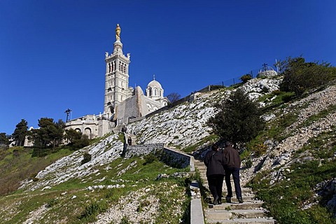 Basilica of Notre Dame de la Garde, Marseille, Marseilles, Bouches-du-Rhone, France, Europe