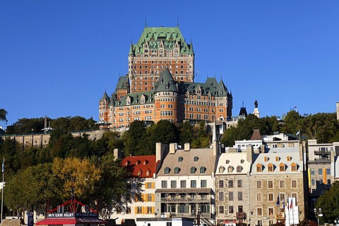 Chateau Frontenac, lower side, Quebec City, UNESCO World Heritage Site, Quebec, Canada