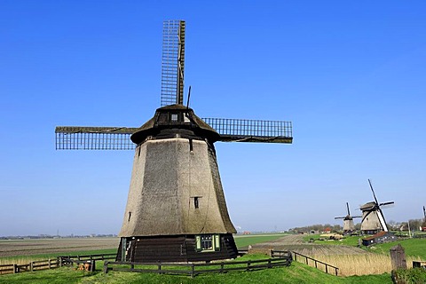 Windmills, Schermerhorn, Schermer, North Holland, Holland, Netherlands, Europe