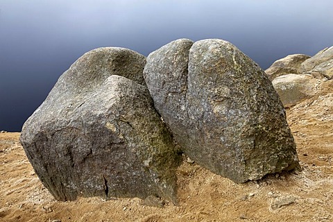 Granite rocks at Talsperre Oderteich reservoir, Harz National Park, Upper Harz, Lower Saxony, Germany, Europe, PublicGround