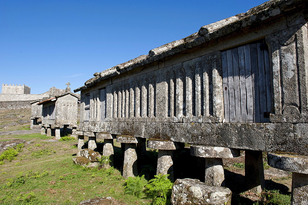 Traditional Espigueiros, granaries, Lindoso, Peneda Geres National Park, Minho province, Portugal, Europe