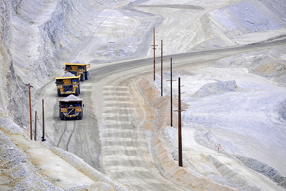 Special trucks, Bingham Canyon Mine or Kennecott Copper Mine, largest man-made pit in the world, Oquirrh Mountains, Salt Lake City, Utah, United States of America, USA, PublicGround