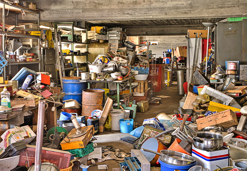 Clutter, storage room, abandoned factory