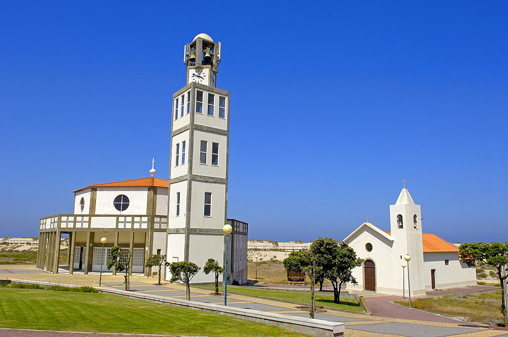 Costa Nova church, Aveiro, Beiras region, Portugal, Europe