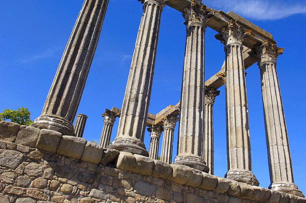 Ruins of Roman temple of Diana, Evora, UNESCO World Heritage Site, Alentejo, Portugal, Europe