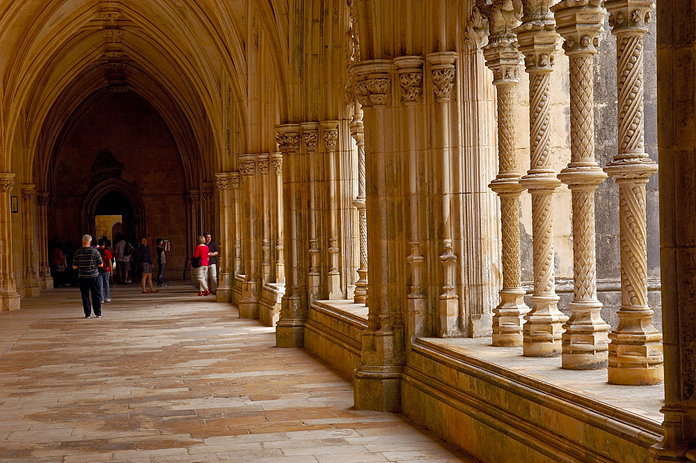 Cloister at Monastery of Santa Maria da Vitoria, Batalha Monastery, UNESCO World Heritage Site, Batalha, Leiria district, Estremadura, Portugal, Europe