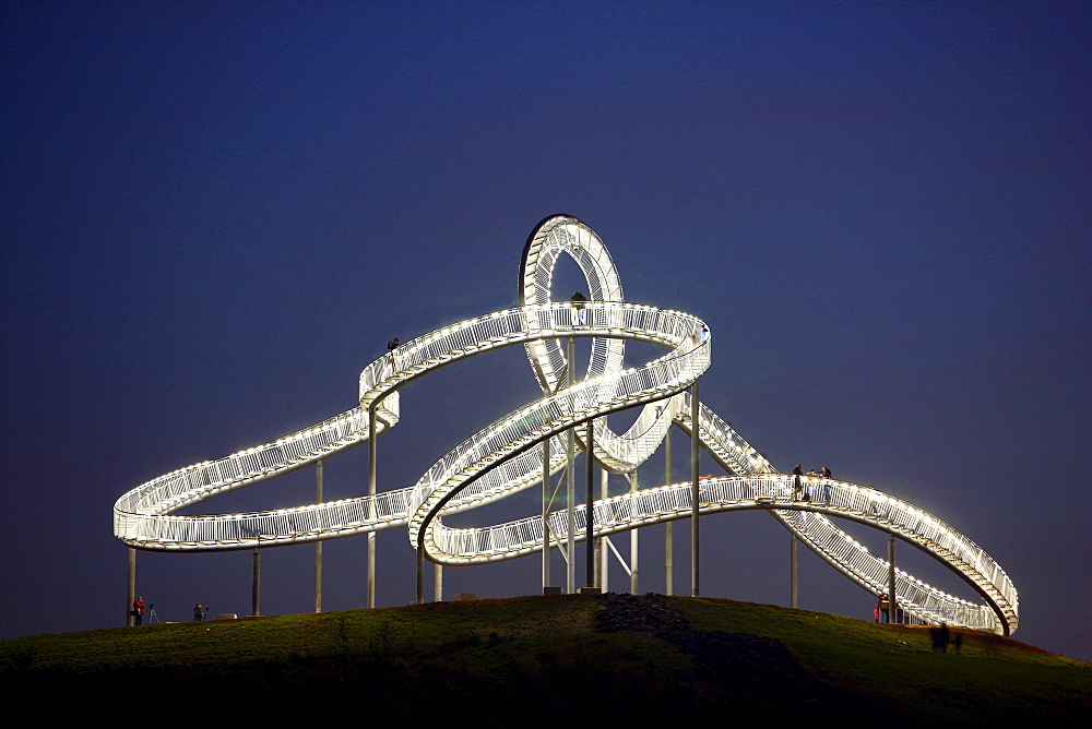 Tiger & Turtle ? Magic Mountain, a walkable landmark sculpture in the shape of a roller coaster, by Heike Mutter and Ulrich Genth, on Heinrich-Hildebrand-Hoehe, mining waste tip, Angerpark, Duisburg, North Rhine-Westphalia, Germany, Europe