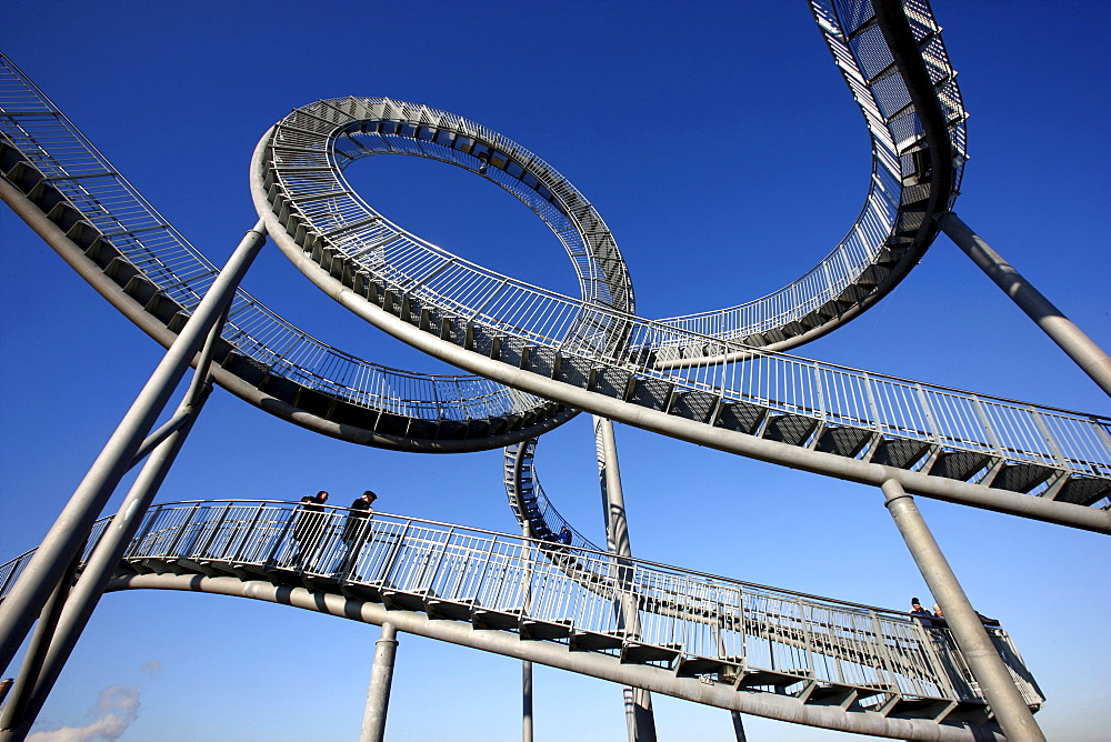 Tiger & Turtle ? Magic Mountain, a walkable landmark sculpture in the shape of a roller coaster, by Heike Mutter and Ulrich Genth, on Heinrich-Hildebrand-Hoehe, mining waste tip, Angerpark, Duisburg, North Rhine-Westphalia, Germany, Europe