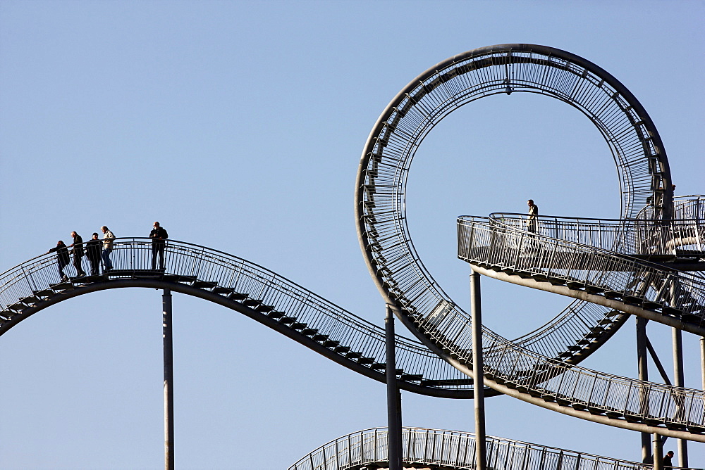 Tiger & Turtle ? Magic Mountain, a walkable landmark sculpture in the shape of a roller coaster, by Heike Mutter and Ulrich Genth, on Heinrich-Hildebrand-Hoehe, mining waste tip, Angerpark, Duisburg, North Rhine-Westphalia, Germany, Europe