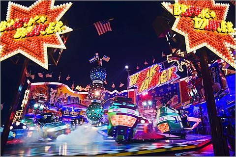 Break Dancer carousel at night, Oktoberfest, Munich, Bavaria, Germany, Europe