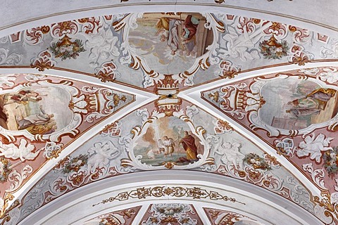 Ceiling fresco in the Salvatorkirche church, Hollfeld, Little Switzerland, Upper Franconia, Franconia, Bavaria, Germany, Europe