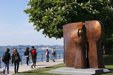 Bronze sculpture Hommage an Brigantium or tribute to Brigantium by Herbert Albrecht, 2010, promenade on Lake Constance, Bregenz, Vorarlberg, Austria, Europe, PublicGround