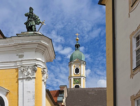 Kloster Ochsenhausen monastery, with St. Georg monastery church, Ochsenhausen, Biberach district, Upper Swabia, Baden-Wuerttemberg, Germany, Europe