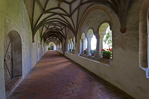 Cloister of the parish church of St. John the Baptist, old Premonstratensian abbey church, Steingaden, Upper Bavaria, Bavaria, Germany, Europe