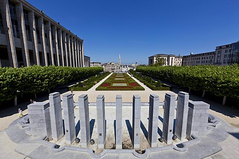 View from Kunstberg or Mont Des Arts, park at the Albert Library, Place de l'Albertine, Brussels, Belgium, Europe