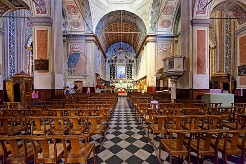 Interior view, Cathedrale-Notre-Dame-de-l'Assomption, Cathedral of Ajaccio, Ajaccio, Corsica, France, Europe