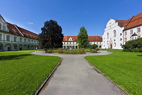 Benediktbeuern Abbey, a former Benedictine abbey, today a monastery of the Salesians of Don Bosco in Benediktbeuern, diocese of Augsburg, Benediktbeuern, Upper Bavaria, Bavaria, Germany, Europe