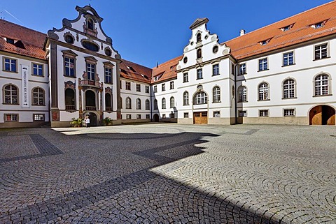 The monastery of St. Mang, a former Benedictine monastery in the diocese of Augsburg, Fuessen, East Allgaeu, Swabia, Bavaria, Germany, Europe, OeffentlicherGrund