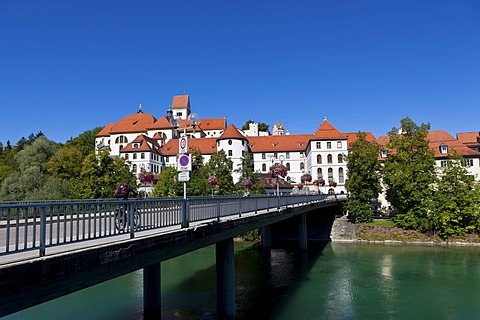 The monastery of St. Mang, a former Benedictine monastery in the diocese of Augsburg, Lech river, Fuessen, East Allgaeu, Swabia, Bavaria, Germany, Europe, OeffentlicherGrund