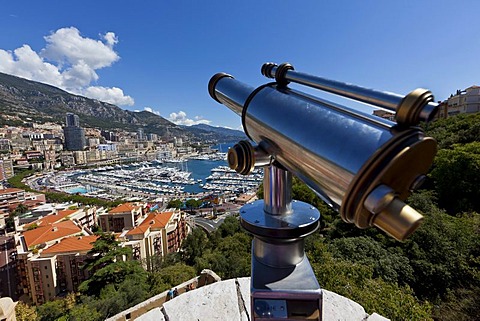 Overlooking the harbour of Monaco, Port Hercule, Monte Carlo, principality of Monaco, Cote d'Azur, Mediterranean, Europe, PublicGround