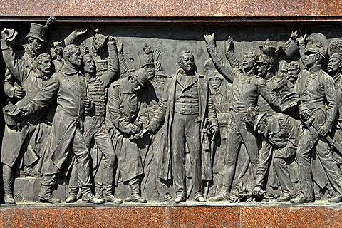 Relief, scenery of soldiers, at the equestrian statue of the field marshal Johann Joseph Wenzel Graf Radetzky von Radetz, erected in 1912, Stubenring 1, Vienna, Austria, Europe