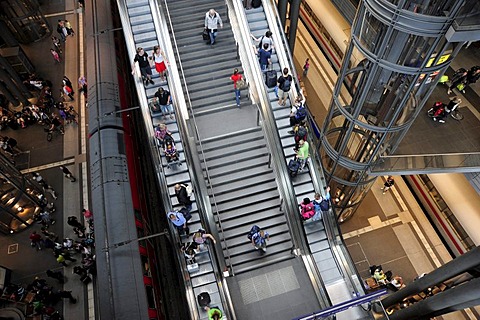 Stairs to the platforms, Berlin Central Station, Mitte district, Berlin, Germany, Europe