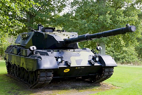 Old tank at the Danish UN soldiers war memorial park at Rindsholm Inn near Viborg, Jutland, Denmark, Europe