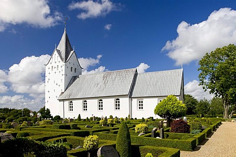 Typical Danish west coast church with lead roof, Jutland, Denmark, Europe