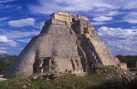 Pyramid of the Soothsayers, Puuc Mayan ruins of Uxmal, Yucatan, Mexico, North America