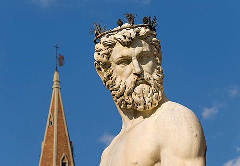 Neptune statue, Fountain of Neptune, Piazza della Signoria, Firenze, Florence, Toscana, Tuscany, Italy, Europe