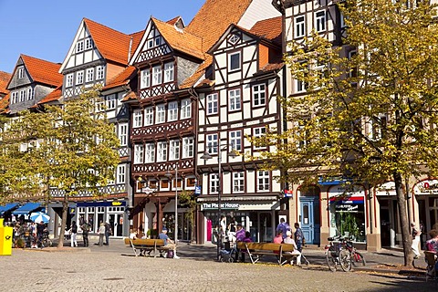 Half-timbered houses, historic town centre, Hannoversch Muenden, Lower Saxony, Germany, Europe