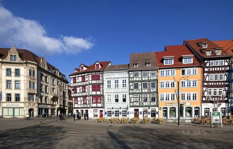 Commercial buildings in Domplatz square, Erfurt, Thuringia, Germany, Europe, PublicGround