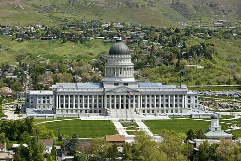 Utah State Capitol on Capitol Hill, the building houses the chambers of the Utah State Legislature, the Office of the Governor and Vice Governor of Utah, Salt Lake City, Utah, USA