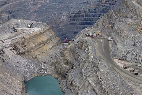 Aitik copper mine of Boliden AB, about 20 km southeast of the town of Gaellivare in northern Sweden, one of the largest open pit copper mines in Europe, in addition to copper, gold and silver, Molybdenum has been mined since 2008, Aitik, Lapland, Sweden, 