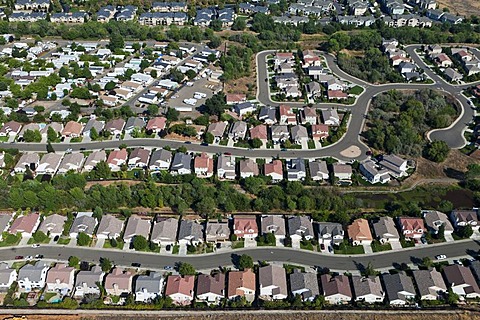 Aerial view of a suburb, El Dorado Hills, California, USA, North America