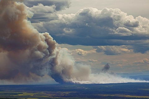 Forest fire following a lightning strike near Fairbanks, Alaska, USA