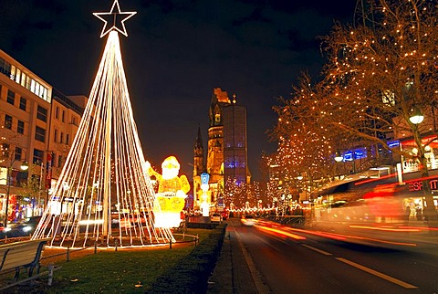 Christmas Market, Kaiser Wilhelm Memorial Church, Tauentzien Street, Charlottenburg quarter, Berlin, Germany, Europe