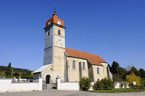 Notre-Dame de l'Assomption Church, Evillers, Pontarlier, departement of Doubs, Franche-Comte, France, Europe, PublicGround